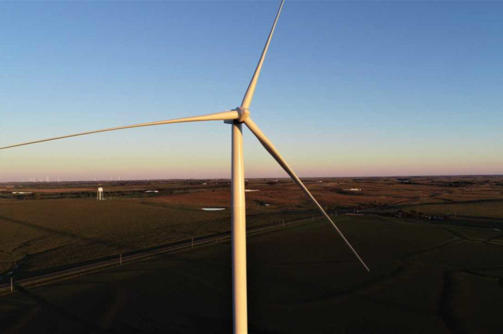 A wind farm in Salina, Kansas, is among CU's renewable energy sources.